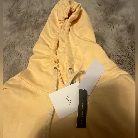 NWT - ONIA HEATHERED FRENCH TERRY PULL- OVER HOODIE COLOR - YELLOW CREAM - Picture 6 of 8